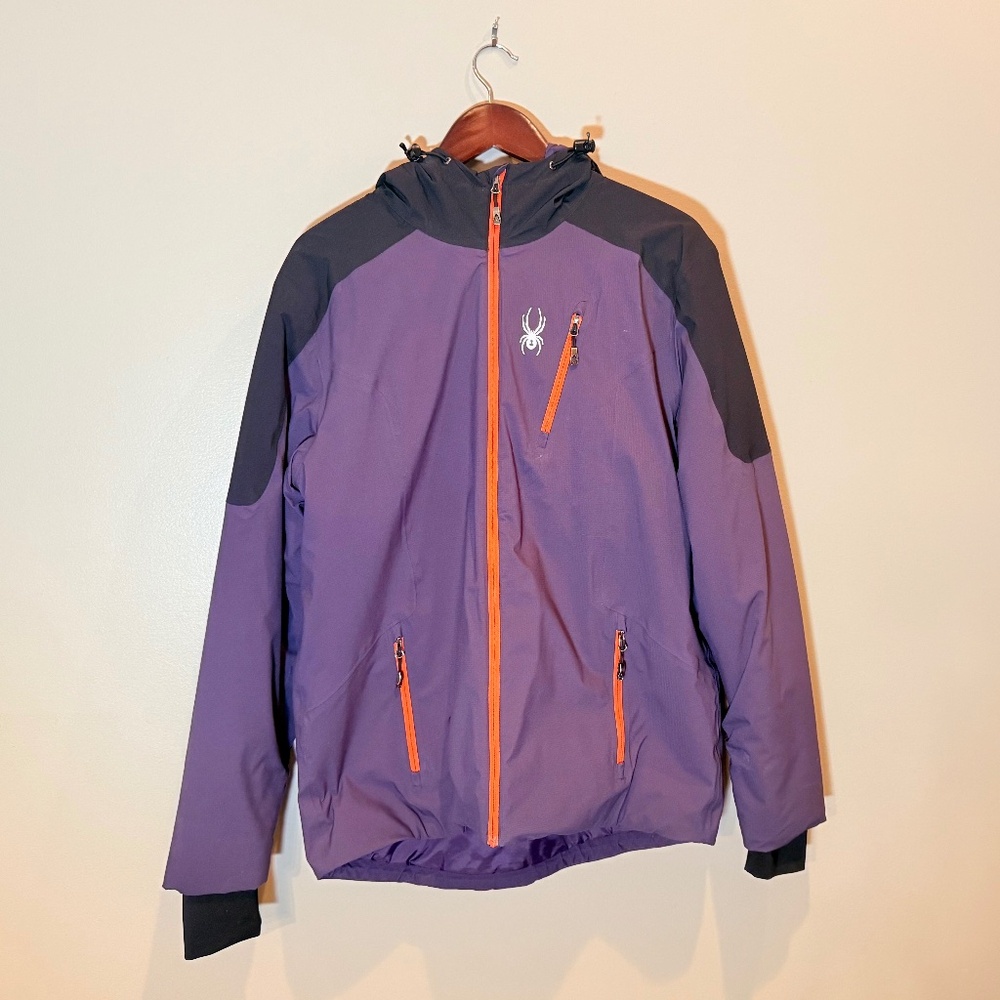Spyder Mens Large Packable Puffer Purple Red Black Ski Coat